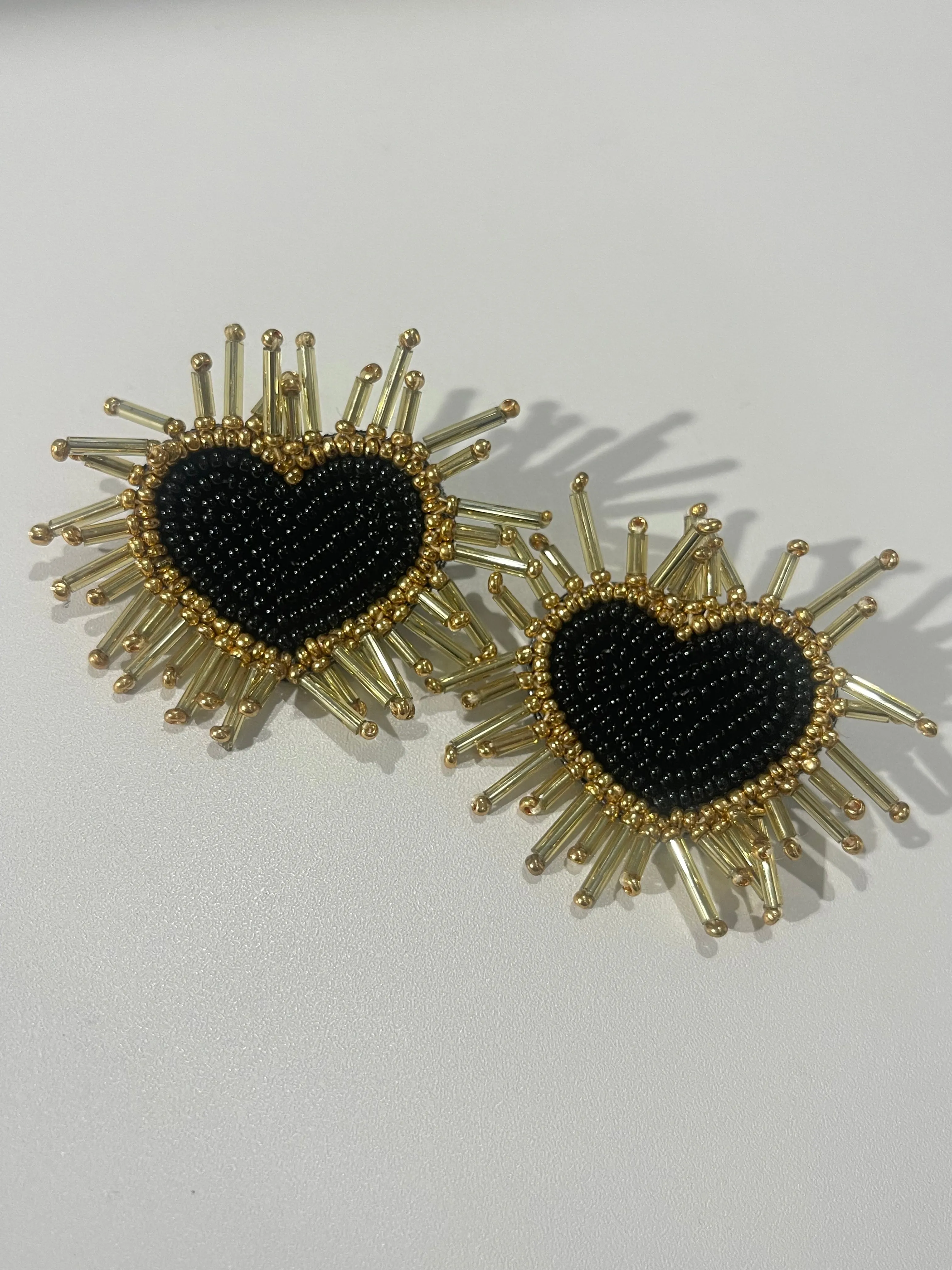 Sunshine Sparkle Heart Earrings Beaded