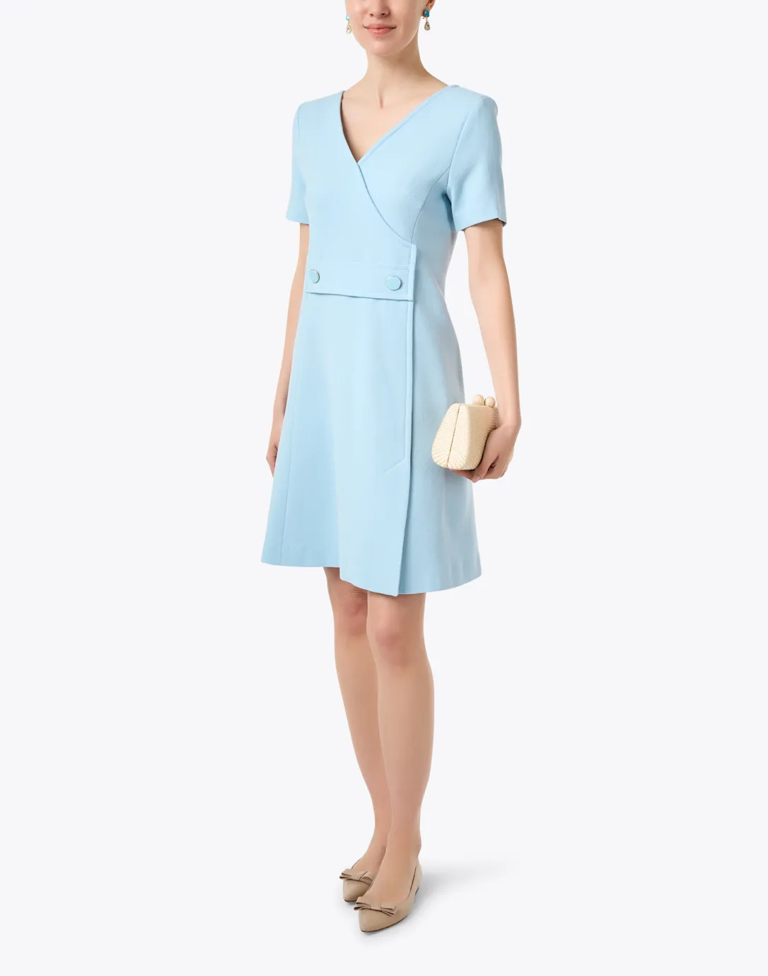 Tabitha Blue Wool Crepe Dress