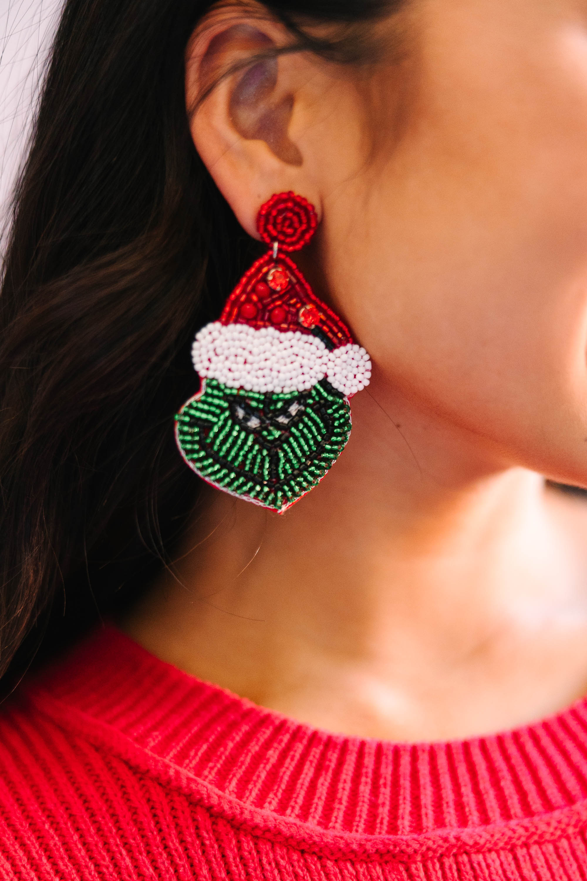 The Grinch Green Beaded Earrings