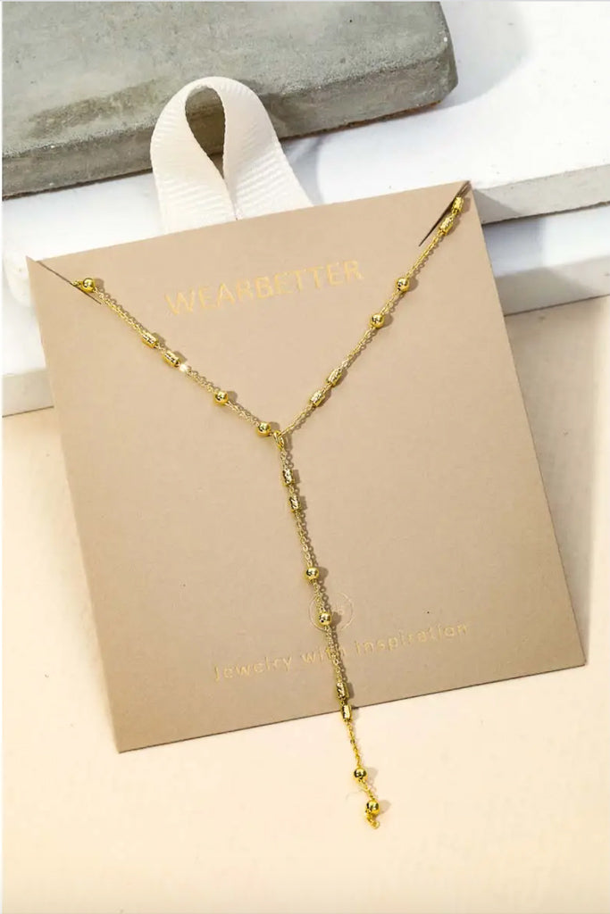 Thin Dainty Chain Ball Y Necklace