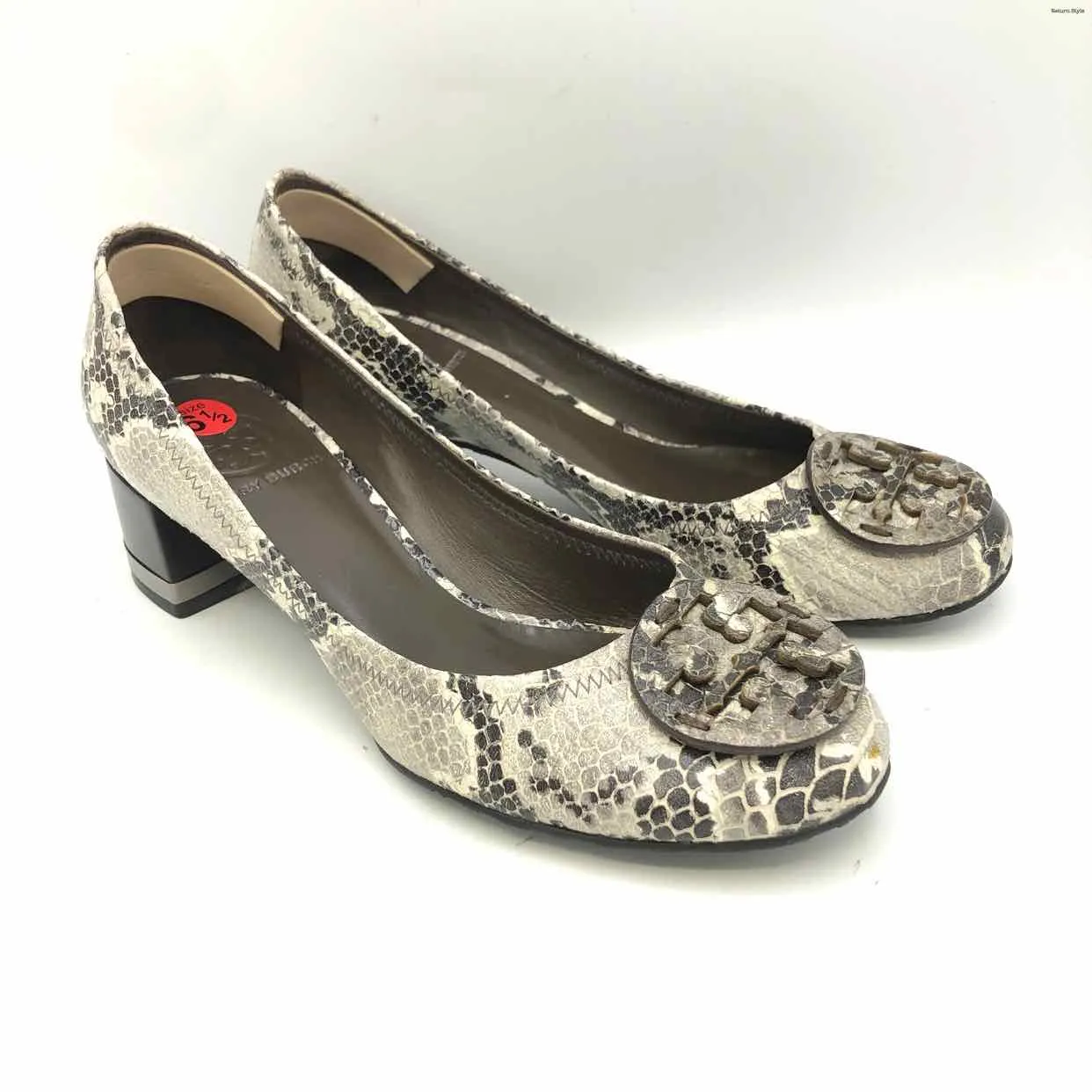 TORY BURCH Gray Snake Print 1.5 Chunky Heel Shoe Size 6-1/2 Shoes