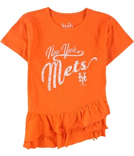 Touch Womens Mets Ruffled Graphic T-Shirt