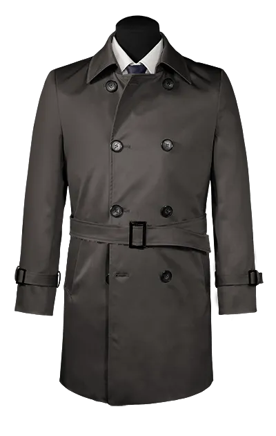  Trench coat gris con cinturón