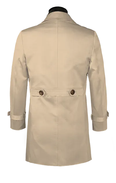  Trench coat para Hombre beige larga con cinta en los hombros