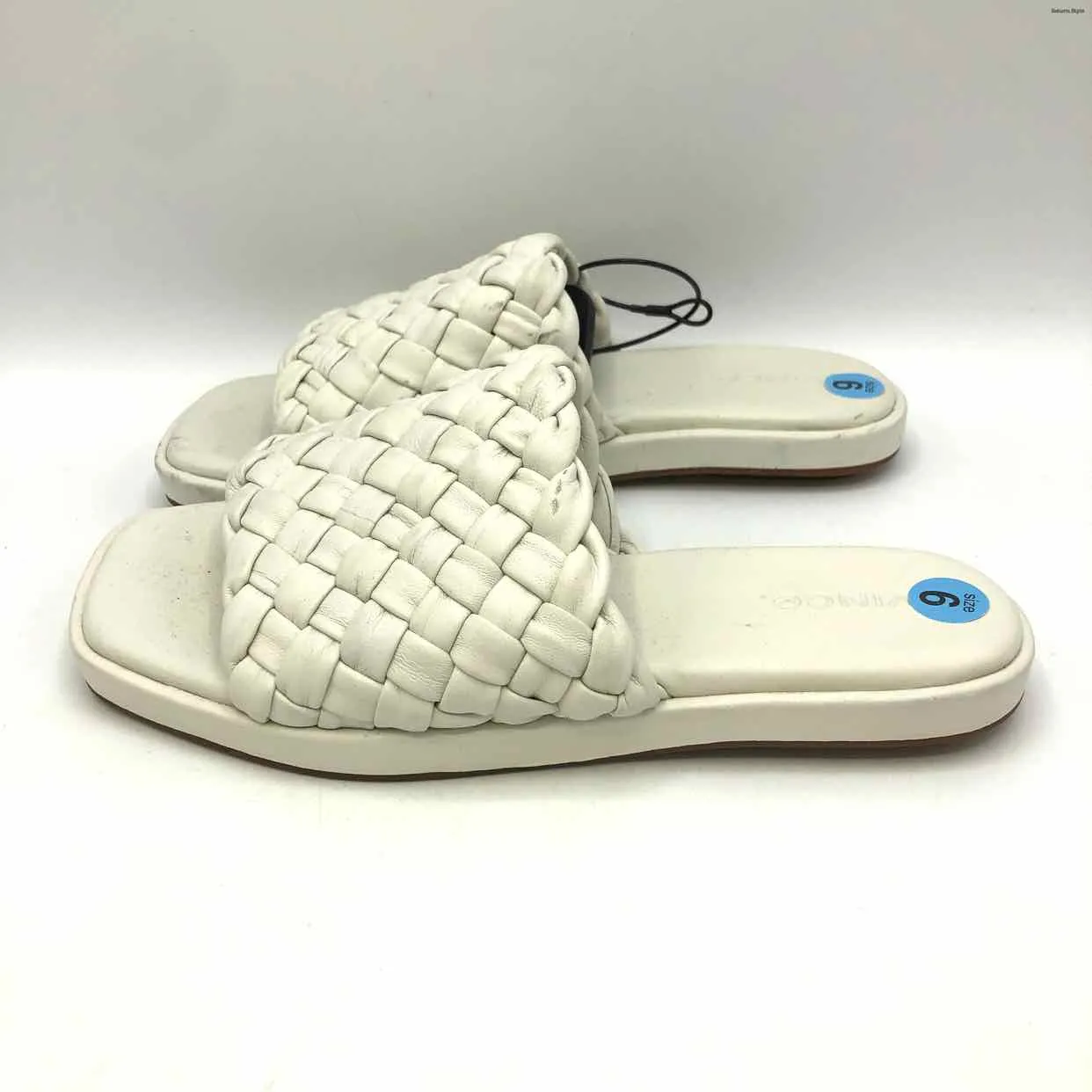 VINCE White Leather Woven Slides Shoe Size 36 US: 6 Shoes