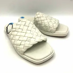 VINCE White Leather Woven Slides Shoe Size 36 US: 6 Shoes