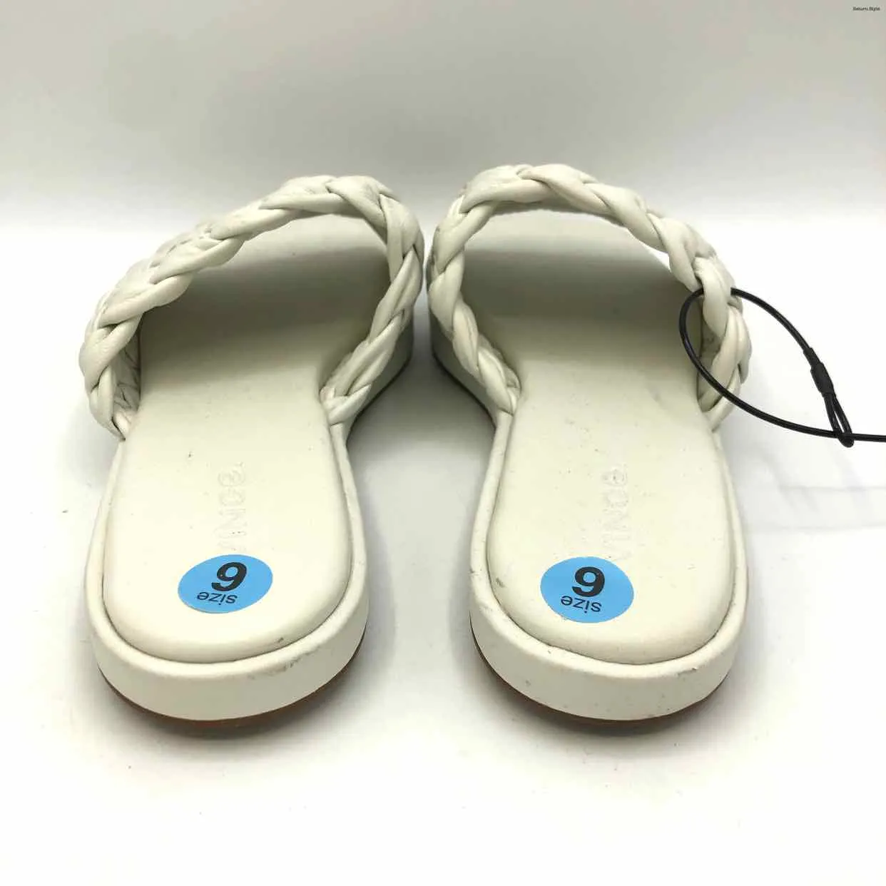 VINCE White Leather Woven Slides Shoe Size 36 US: 6 Shoes