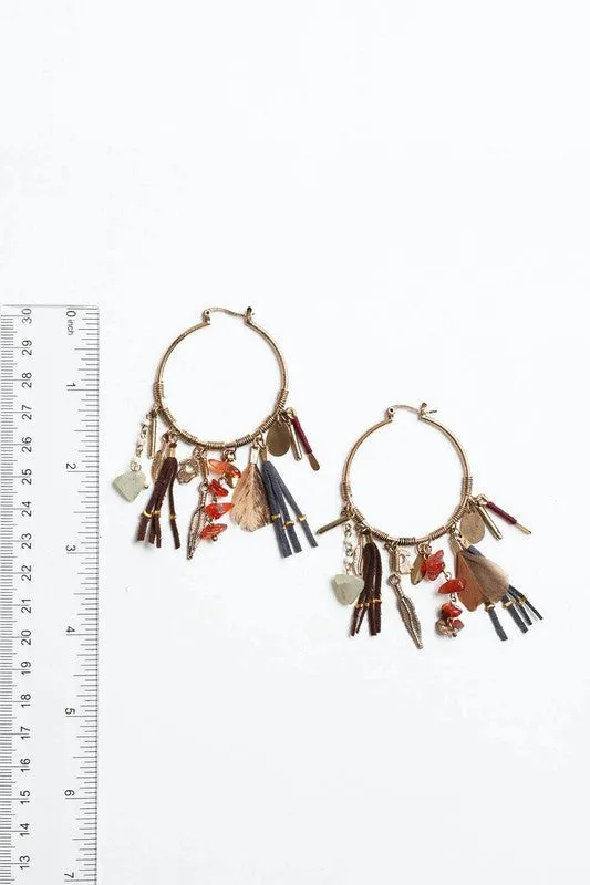 Winona Charm Hoop Earrings - Gold