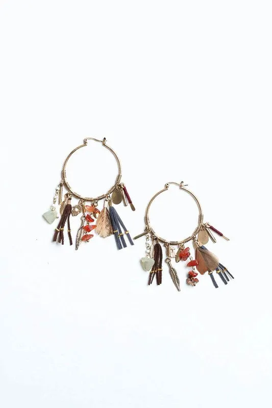 Winona Charm Hoop Earrings - Gold