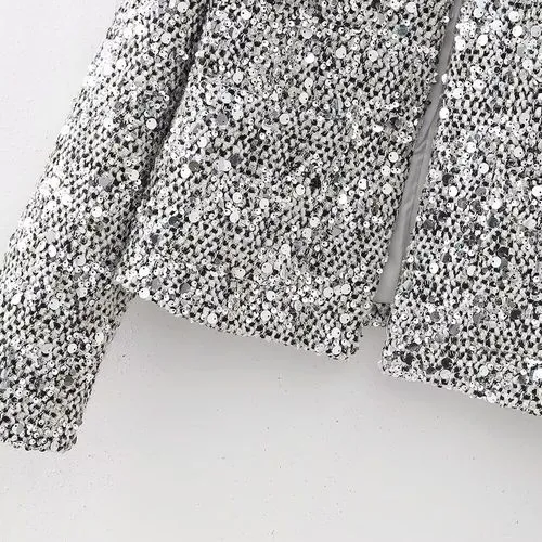 Women's Blazer Long Sleeve Blazers Sequins Casual Streetwear Glittery