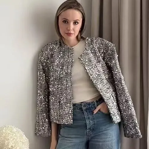 Women's Blazer Long Sleeve Blazers Sequins Casual Streetwear Glittery