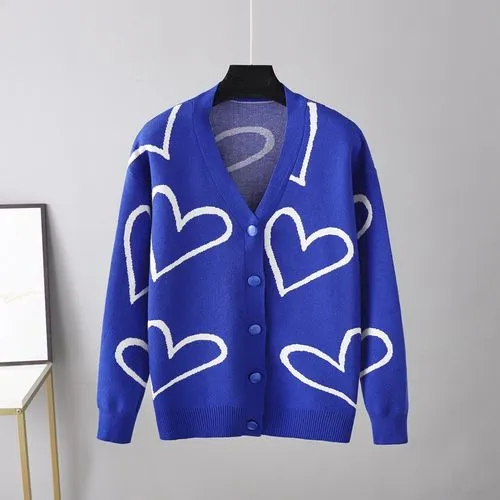 Women's Cardigan Long Sleeve Sweaters & Cardigans Button Fashion Heart Shape