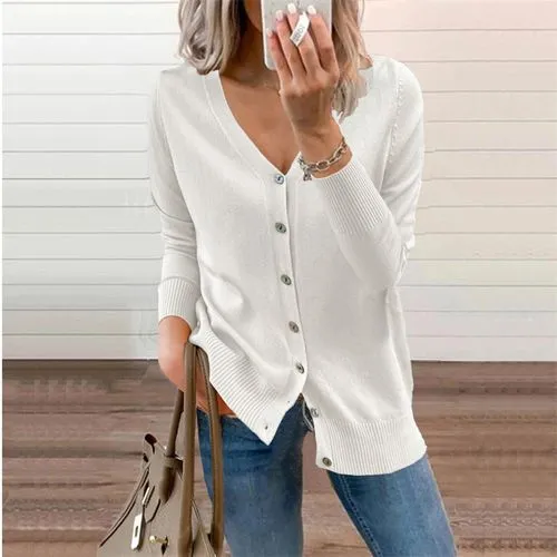 Women's Cardigan Sweater Long Sleeve Sweaters & Cardigans Button Casual Solid Color