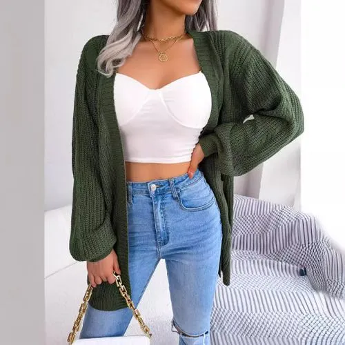 Women's Cardigan Sweater Long Sleeve Sweaters & Cardigans Pocket Elegant Streetwear Solid Color