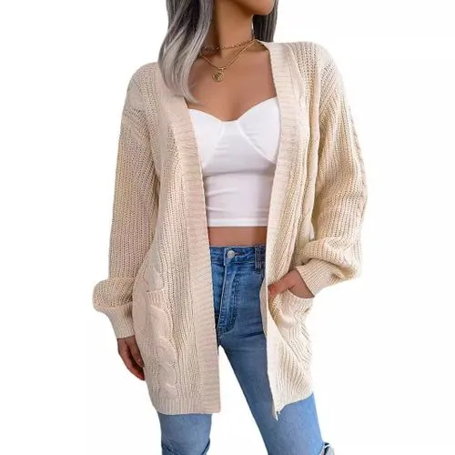 Women's Cardigan Sweater Long Sleeve Sweaters & Cardigans Pocket Elegant Streetwear Solid Color