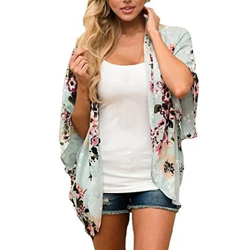 Women's Chiffon Shirt 3/4 Length Sleeve Sweaters & Cardigans Printing Elegant Streetwear Printing Flower