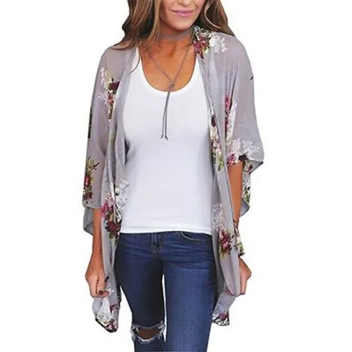 Women's Chiffon Shirt 3/4 Length Sleeve Sweaters & Cardigans Printing Elegant Streetwear Printing Flower