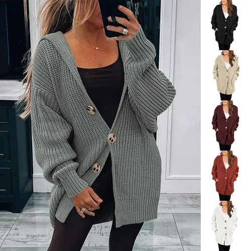 Women's Coat Sweater Long Sleeve Sweaters & Cardigans Streetwear Solid Color