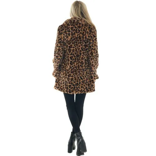 Women's Fashion Leopard Placket Coat Woolen Coat