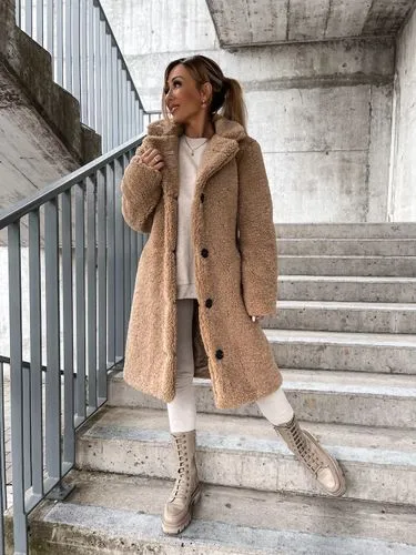 Women's Fashion Solid Color Single Breasted Coat Woolen Coat