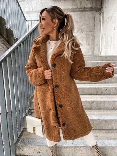 Women's Fashion Solid Color Single Breasted Coat Woolen Coat