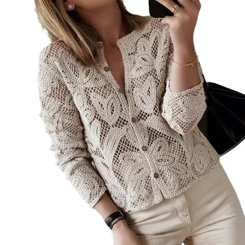 Women's Knitwear Long Sleeve Sweaters & Cardigans Hollow Out Elegant Streetwear Solid Color