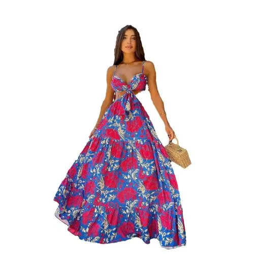 Women's Regular Dress Vacation Collarless Sleeveless Flower Maxi Long Dress Daily