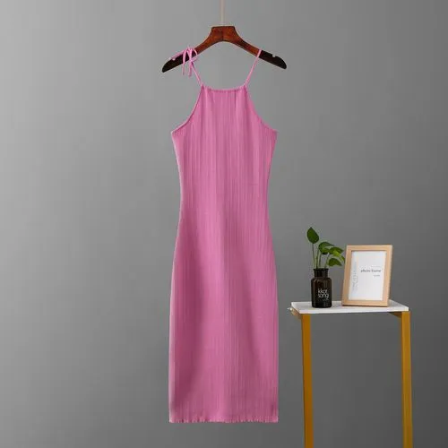 Women's Sheath Dress Strap Dress Casual Elegant Streetwear Boat Neck Sleeveless Solid Color Midi Dress Daily