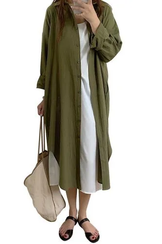 Women's Shirt Dress Casual Turndown Long Sleeve Solid Color Midi Dress Daily