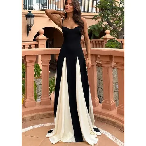 Women's Strap Dress Swing Dress Sexy Strap Contrast Binding Sleeveless Color Block Maxi Long Dress Holiday Date