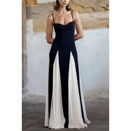 Women's Strap Dress Swing Dress Sexy Strap Contrast Binding Sleeveless Color Block Maxi Long Dress Holiday Date