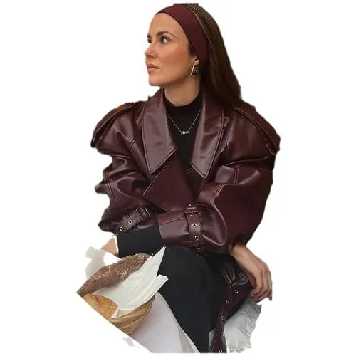 Women's Streetwear Solid Color Zipper Zipper Coat Leather Jacket Jacket