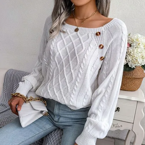 Women's Sweater Long Sleeve Sweaters & Cardigans Button Casual Argyle