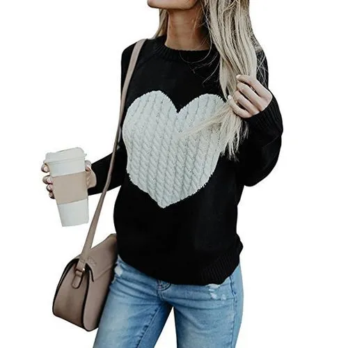 Women's Sweater Long Sleeve Sweaters & Cardigans Elegant Heart Shape