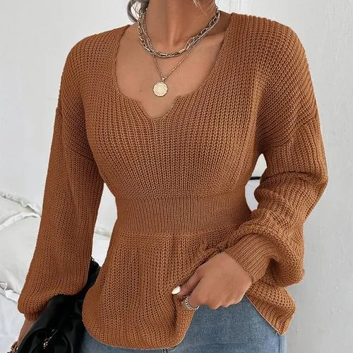 Women's Sweater Long Sleeve Sweaters & Cardigans Elegant Solid Color