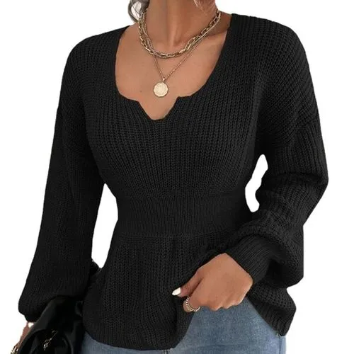 Women's Sweater Long Sleeve Sweaters & Cardigans Elegant Solid Color