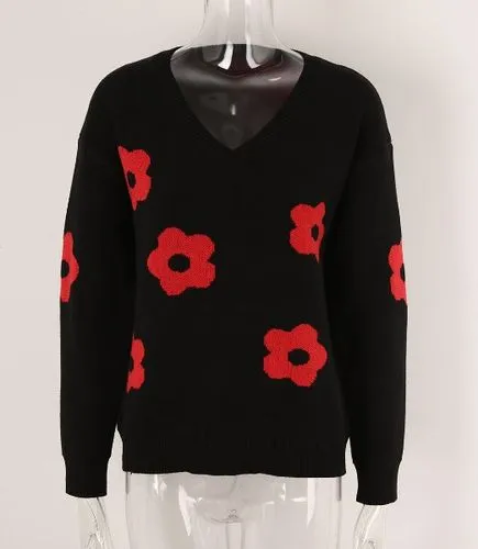 Women's Sweater Long Sleeve Sweaters & Cardigans Flowers Elegant Flower