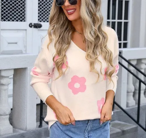 Women's Sweater Long Sleeve Sweaters & Cardigans Flowers Elegant Flower