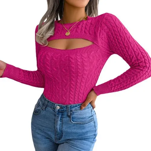 Women's Sweater Long Sleeve Sweaters & Cardigans Hollow Out Fashion Solid Color