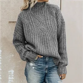 Women's Sweater Long Sleeve Sweaters & Cardigans Jacquard Casual Elegant Solid Color