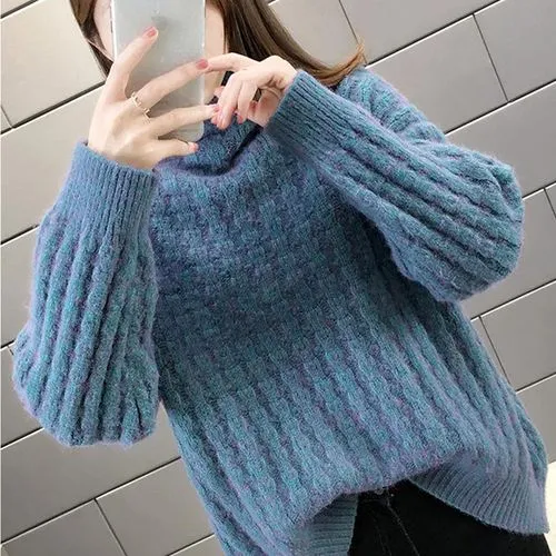 Women's Sweater Long Sleeve Sweaters & Cardigans Knitted Casual Solid Color