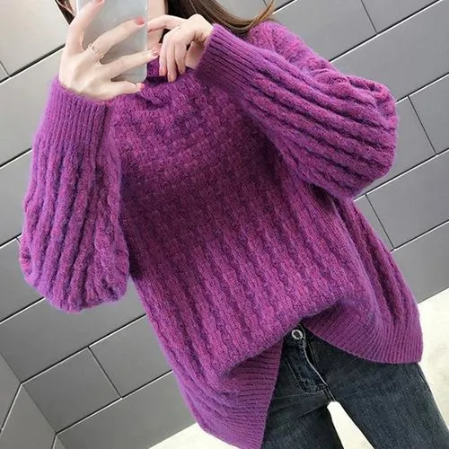 Women's Sweater Long Sleeve Sweaters & Cardigans Knitted Casual Solid Color