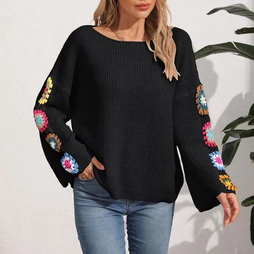 Women's Sweater Long Sleeve Sweaters & Cardigans Streetwear Multicolor Flower