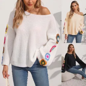 Women's Sweater Long Sleeve Sweaters & Cardigans Streetwear Multicolor Flower