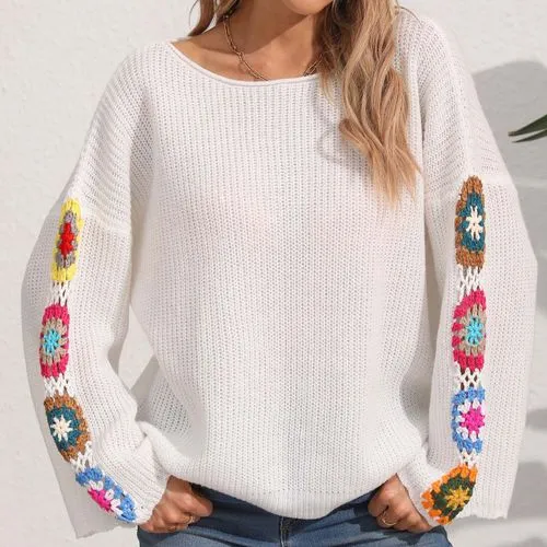 Women's Sweater Long Sleeve Sweaters & Cardigans Streetwear Multicolor Flower