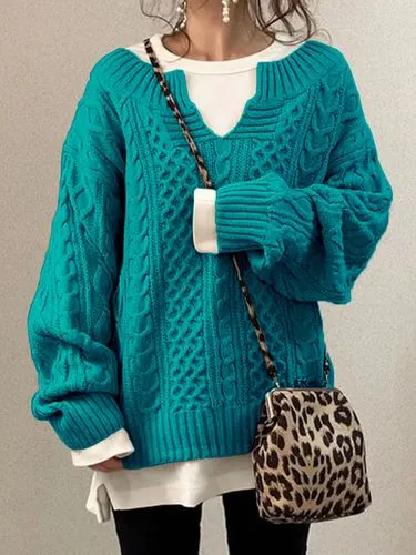 Women's Sweater Nine Points Sleeve Sweaters & Cardigans Warm Fashion Solid Color