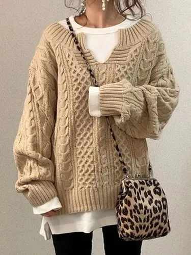 Women's Sweater Nine Points Sleeve Sweaters & Cardigans Warm Fashion Solid Color