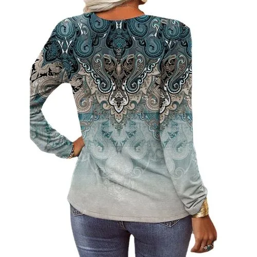 Women's T-shirt Long Sleeve T-shirts Printing Fashion Geometric