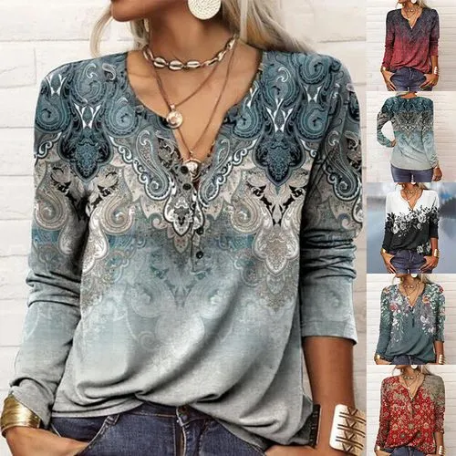 Women's T-shirt Long Sleeve T-shirts Printing Fashion Geometric