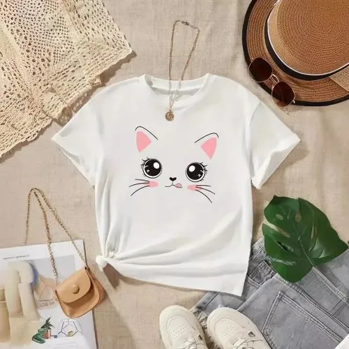 Women's T-shirt Short Sleeve T-Shirts Casual Cat